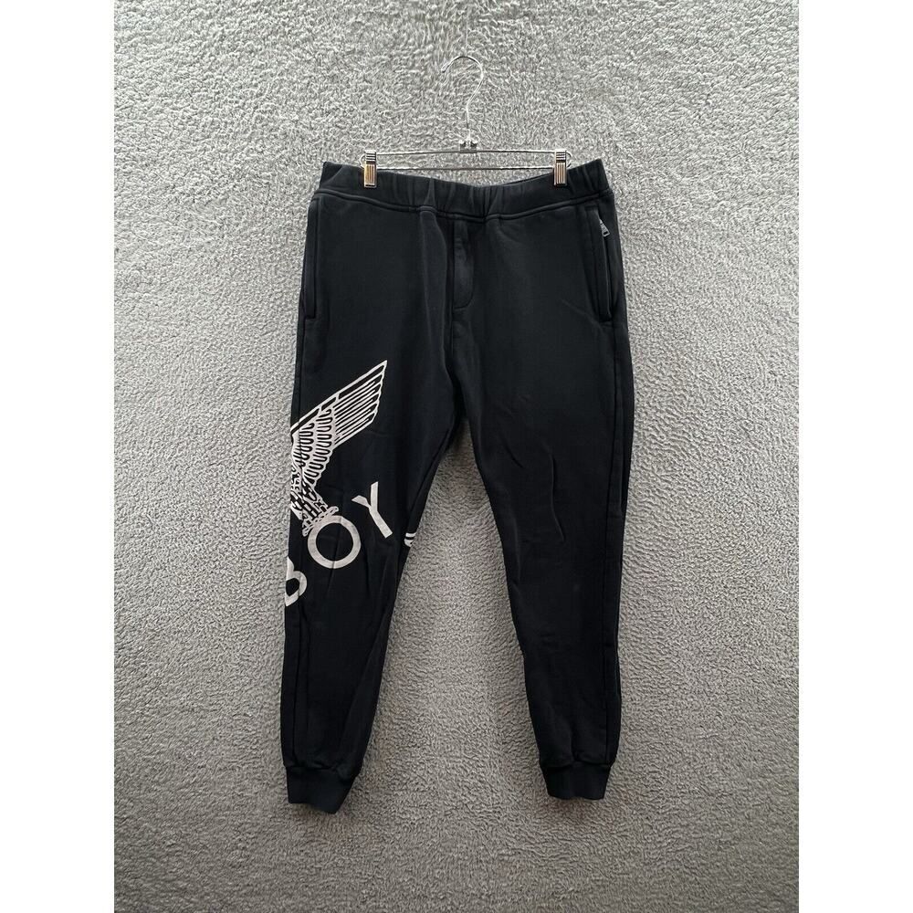 Boy London White Eagle Logo Print Black Sweatpants Joggers Size Large